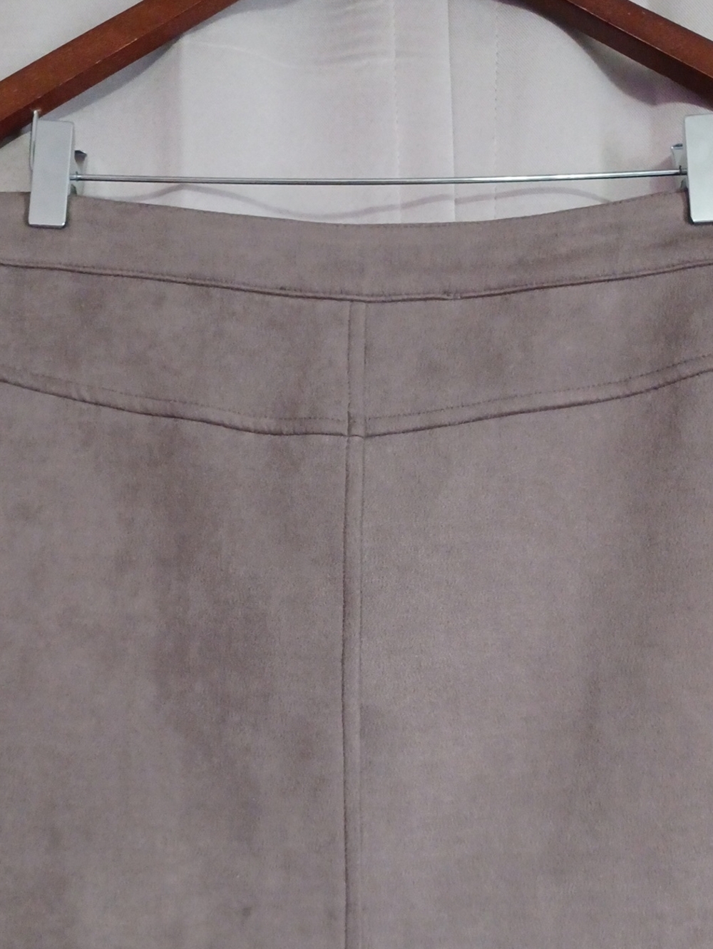 HYFVE Taupe Faux Suede A-Line Mini Skirt Button Closure Pockets High Waisted - Picture 10 of 16